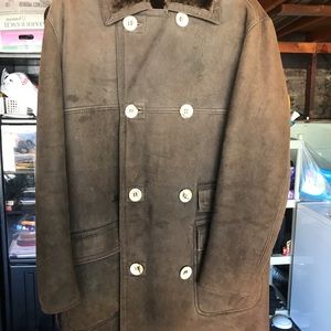 Fur and suede leather trench coat